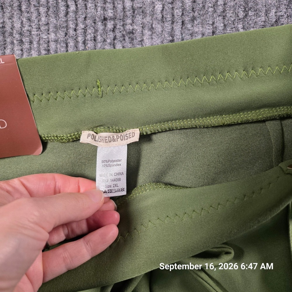 Polished & Poised Womens 2XL Green Skinny Stretch Pants Smoothing Waistband NWT - Picture 4 of 9